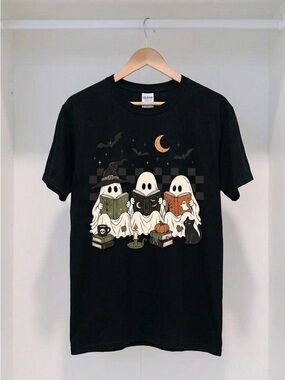 Vintage Spooky Book Club Ghost Shirt Halloween Cottagecore Tee